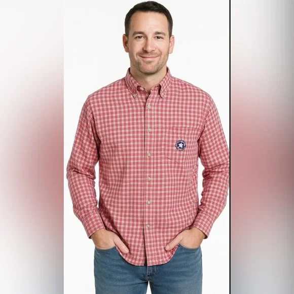 Disney Parks Mickey Mouse Red Plaid Flannel Shirt Dadcore Lumberjack Retro XL - Picture 1 of 9